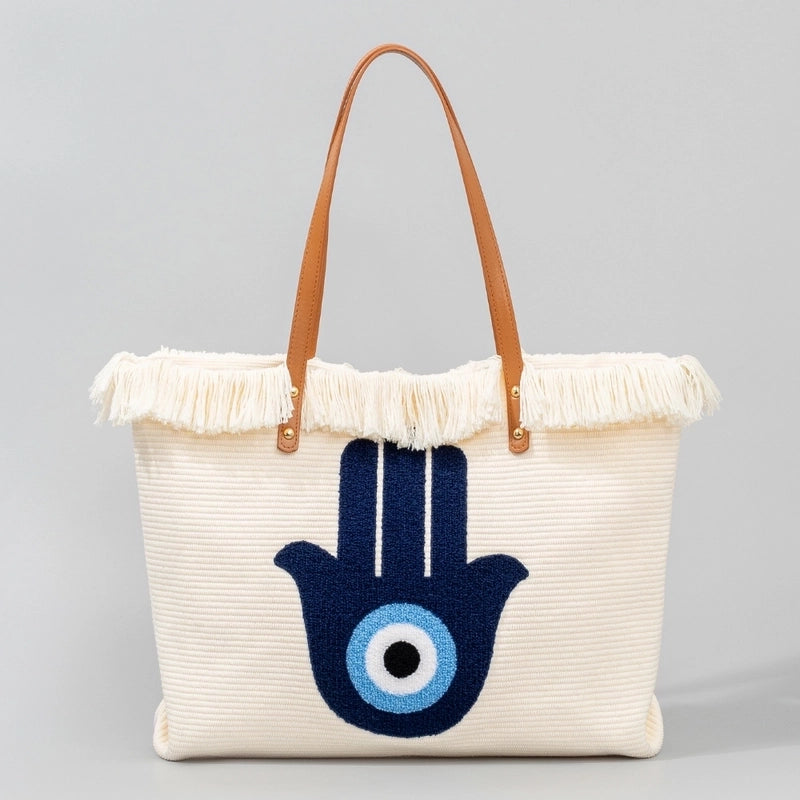 Women's Large Canvas Devil's Eye Vacation Classic Style Magnetic Buckle Canvas Bag