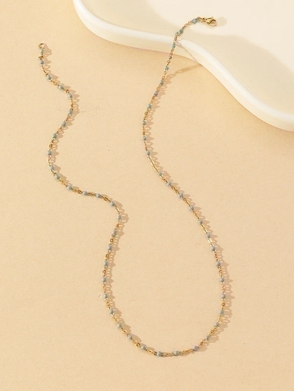 Shiny Solid Color Stainless Steel Chain Necklace