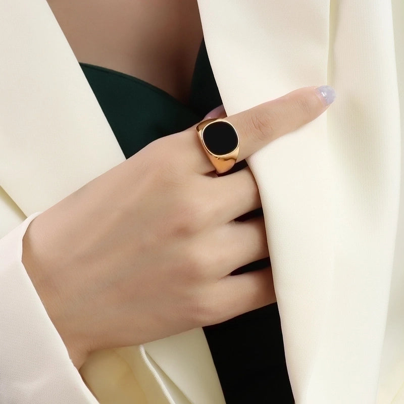 Black Shell Ring Titanium Ring Oval Ring Cross-border Steel Ring