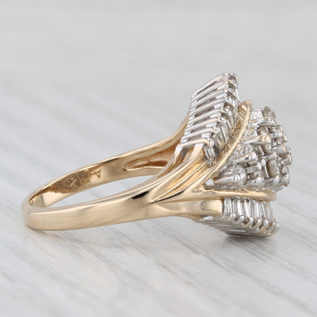 1.10ctw Diamond Cluster Ring 14k Yellow Gold Size 8 Cocktail