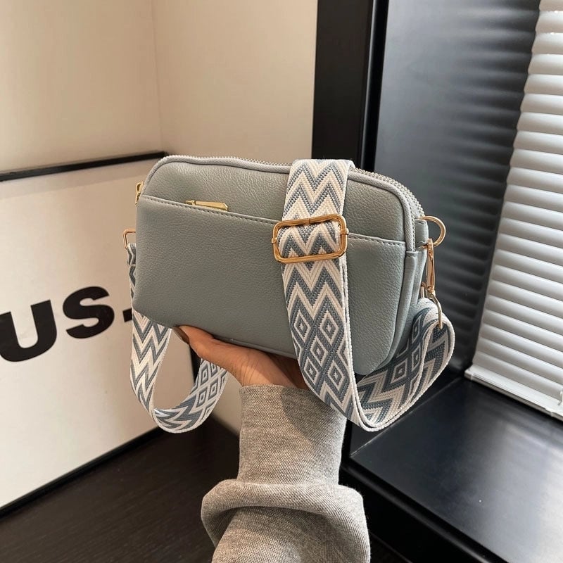 Women's Pu Leather Geometric Solid Color Elegant Classic Style Square Zipper Shoulder Bag Crossbody Bag