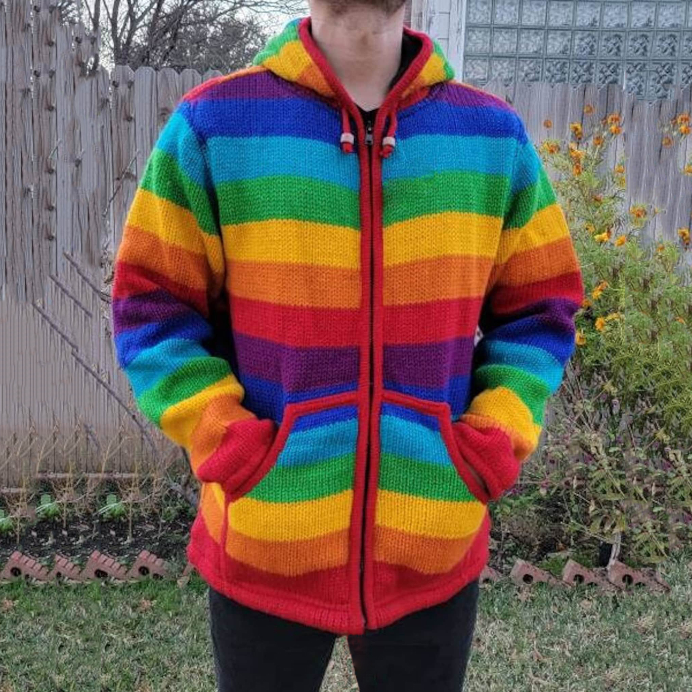 Colourful Iceland Jacquard Zipper Up Hooded SweaterUnisex