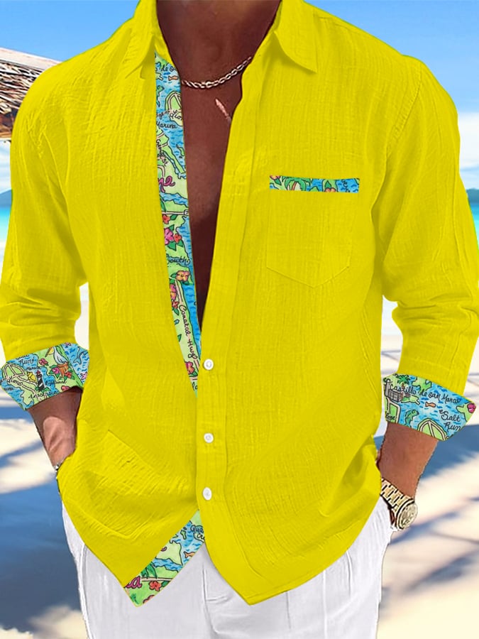 Men's Casual Hawaiian Print Lapel Shirt