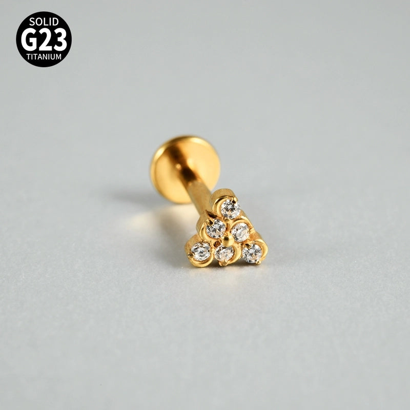 1 Piece Ear Cartilage Rings & Studs Casual Hip-Hop Snake Butterfly G23 Titanium Alloy Inlay Zircon 18K Gold Plated Lip Rings Ear Cartilage Rings & Studs