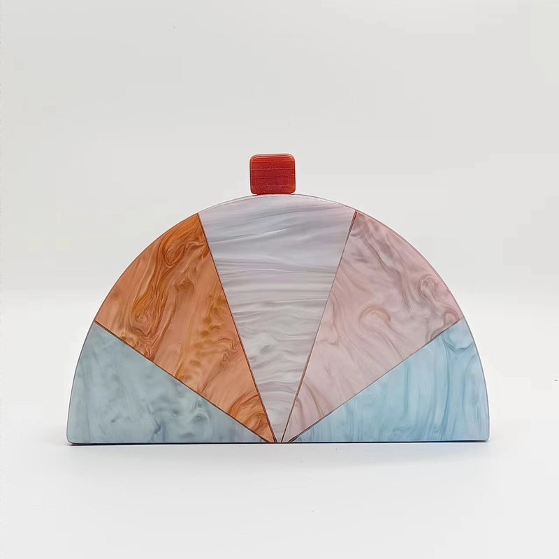Arylic Color Block Semicircle Evening Bags