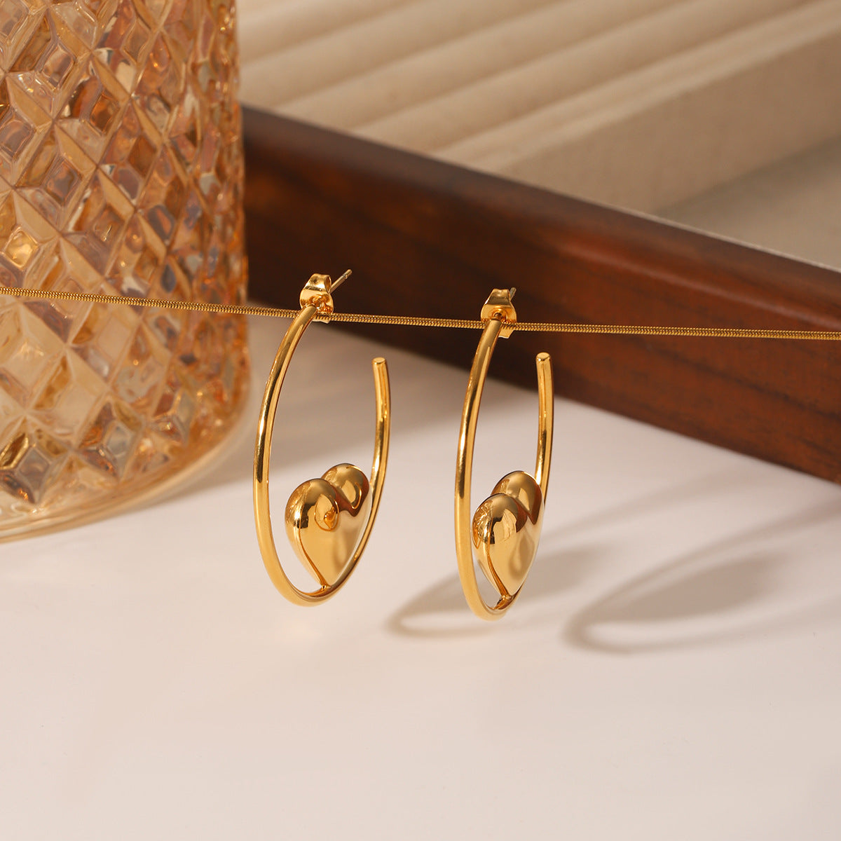 Ins Stainless Steel Love Earrings Female Personality All-Match Titanium Steel Heart-Shaped Earrings