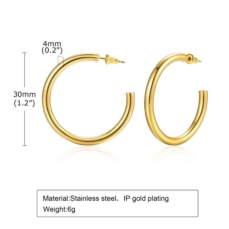1 Pair Minimalist Solid Color 304 Stainless Steel Gold Plated Stainless Steel Earrings