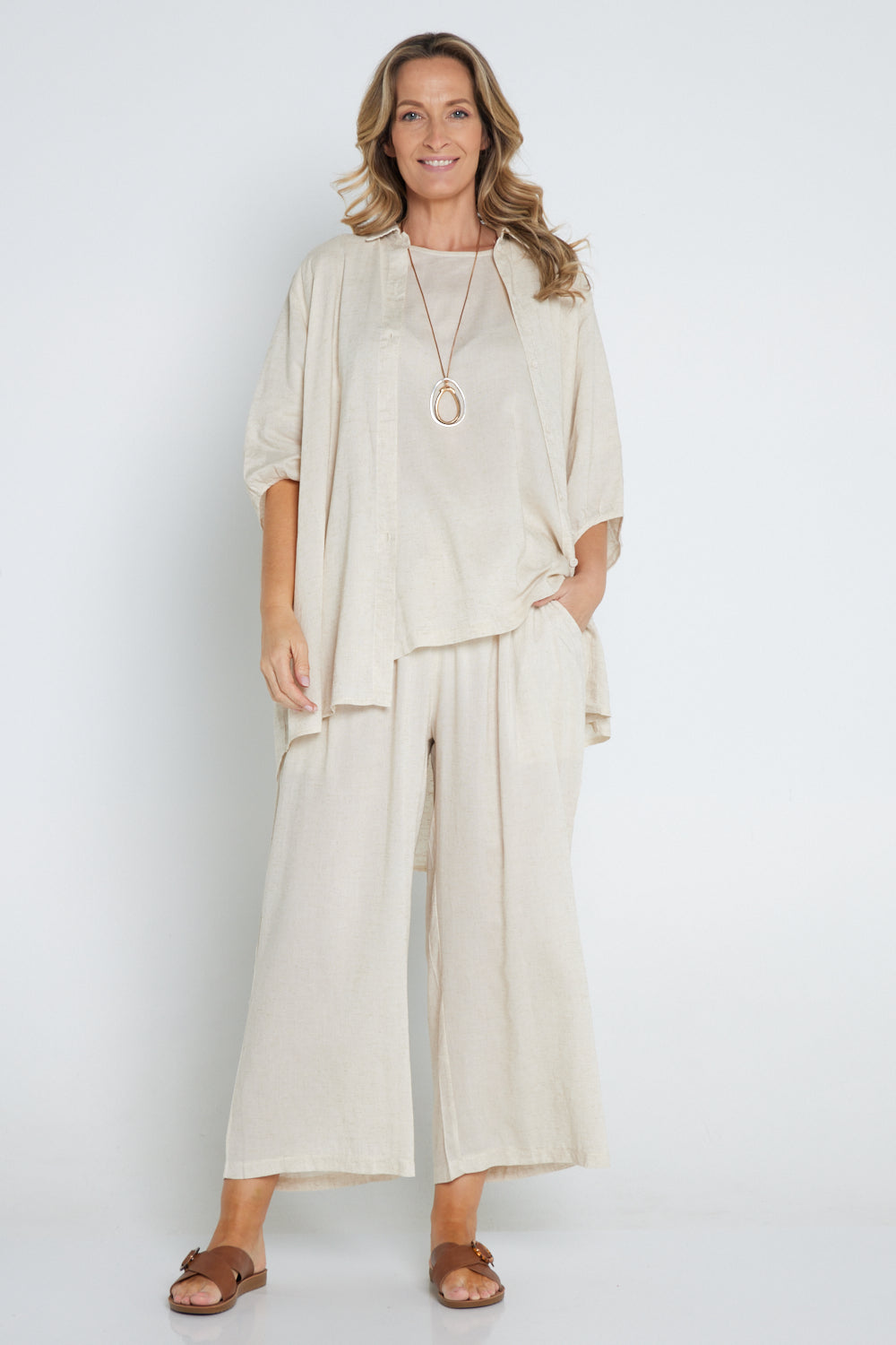 Thalia Linen Pants - Flax