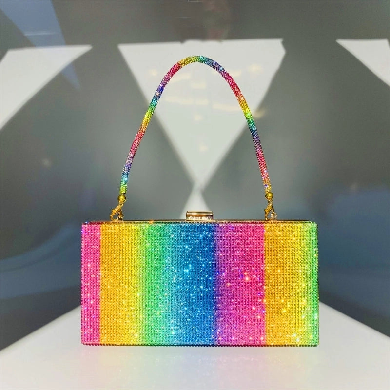 Polyester Stripe Plaid Square Evening Bags