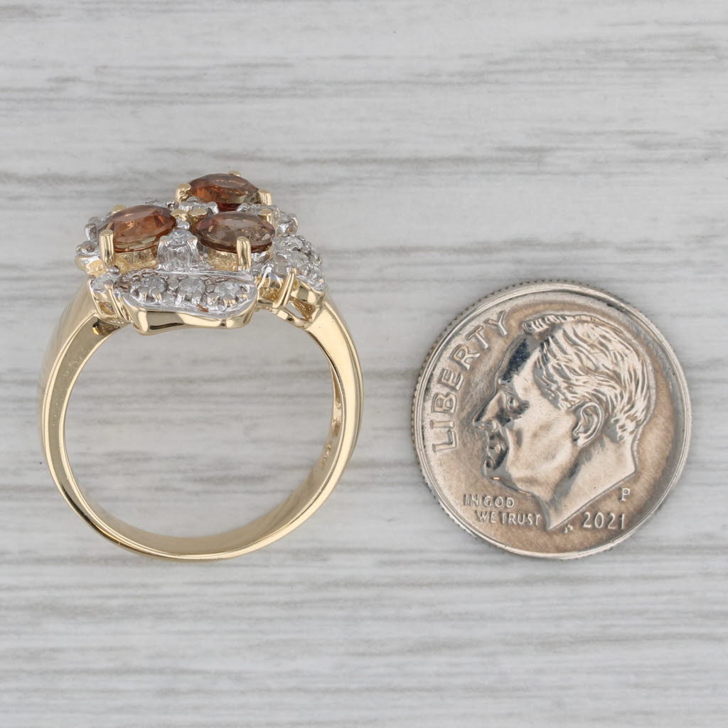 1.88ctw Andalusite Diamond Cluster 14k Yellow Gold Ring Size 7.25