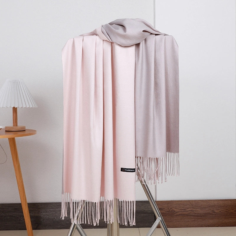 Double-sided Scarf Women's Winter Tassel Cashmere Scarf Autumn And Winter Version New Wool Men's Scarf