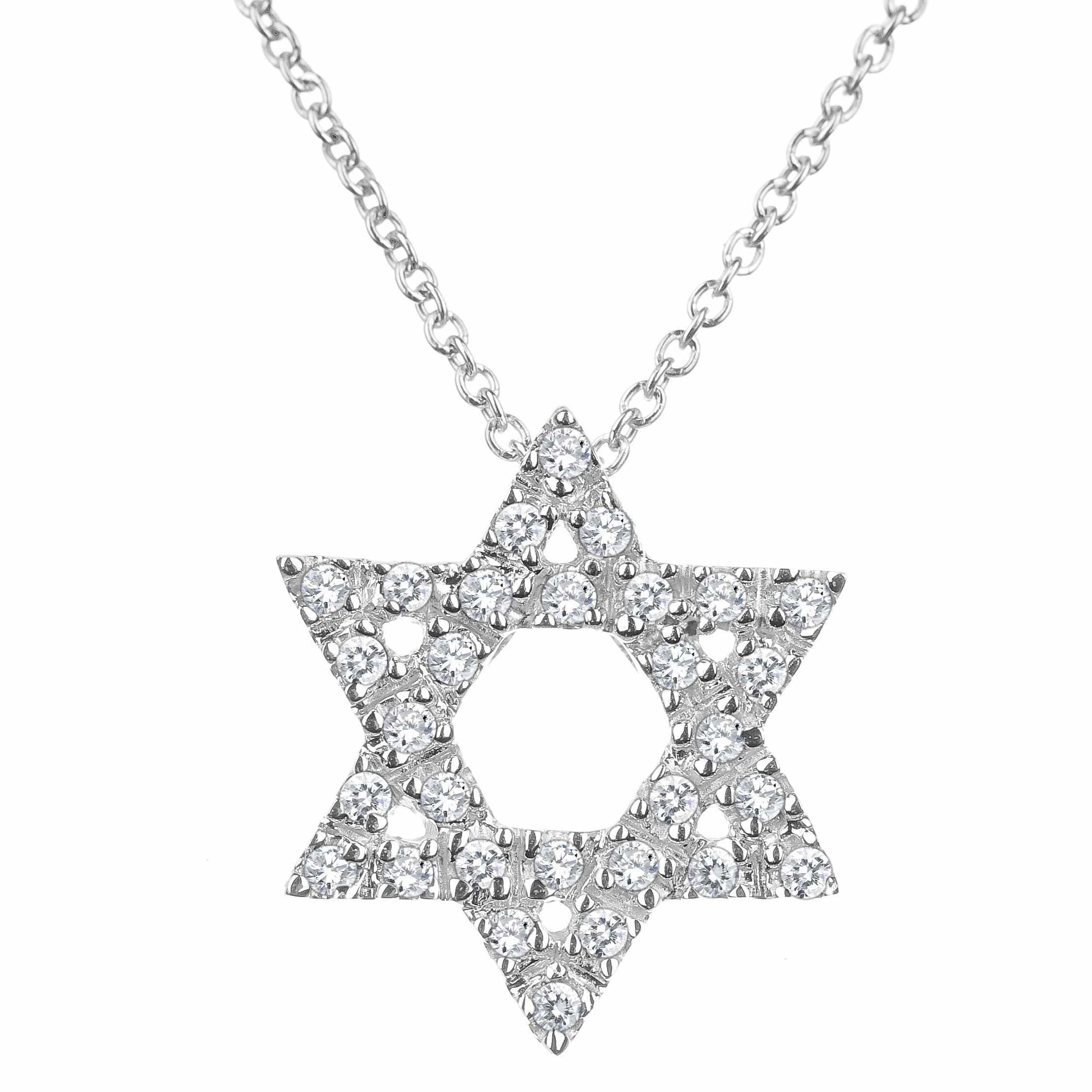 Star of David Sparkling Diamond Necklace in 14k Gold. White Gold or Rose Gold