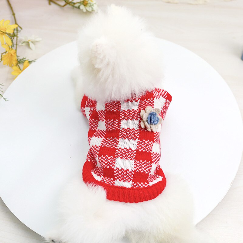 Flower Plaid Dog Cat Sweater