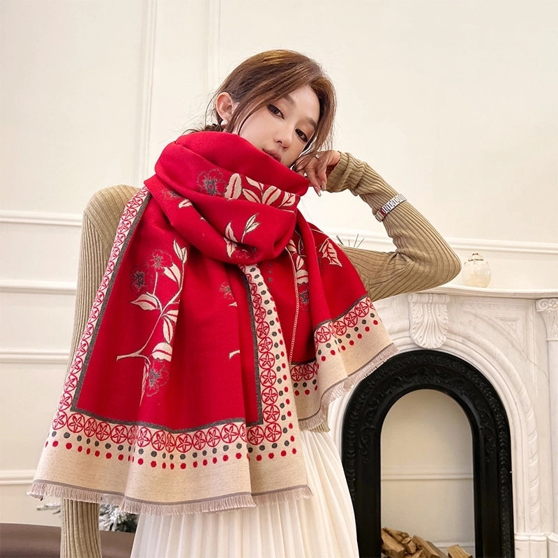 Women's Casual Minimalist Flower Imitation Cashmere Scarf