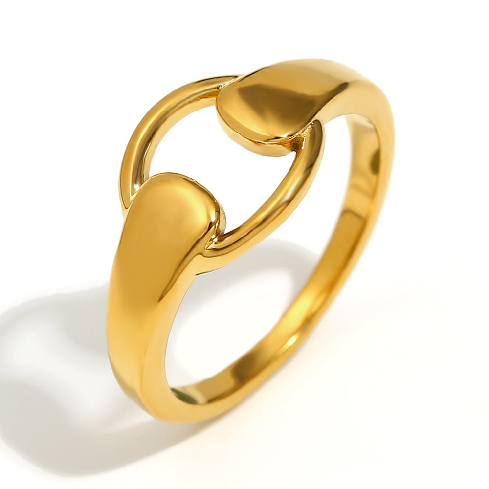 Fashionable Niche Personality Hand Jewelry Stainless Steel Plated 18K Gold Stretch Sports Shape Ring