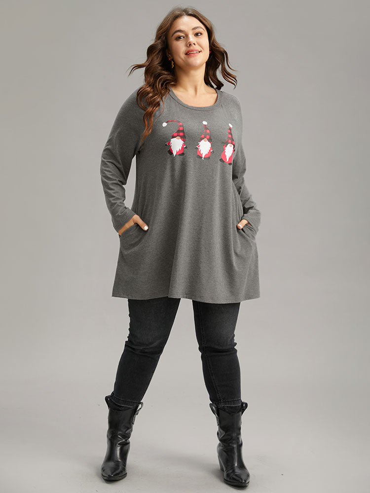 Santa Claus Print Long Sleeve T-shirt