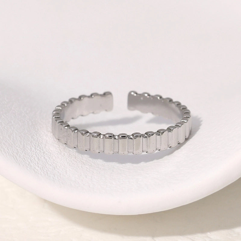 Casual Minimalist Geometric 304 Stainless Steel Hollow Out Inlay Open Rings
