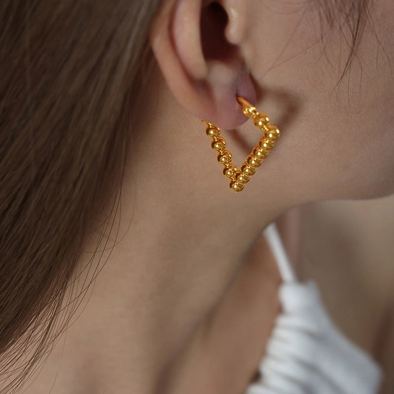 1 Pair Retro Streetwear Solid Color Plating Titanium Steel 18K Gold Plated Earrings