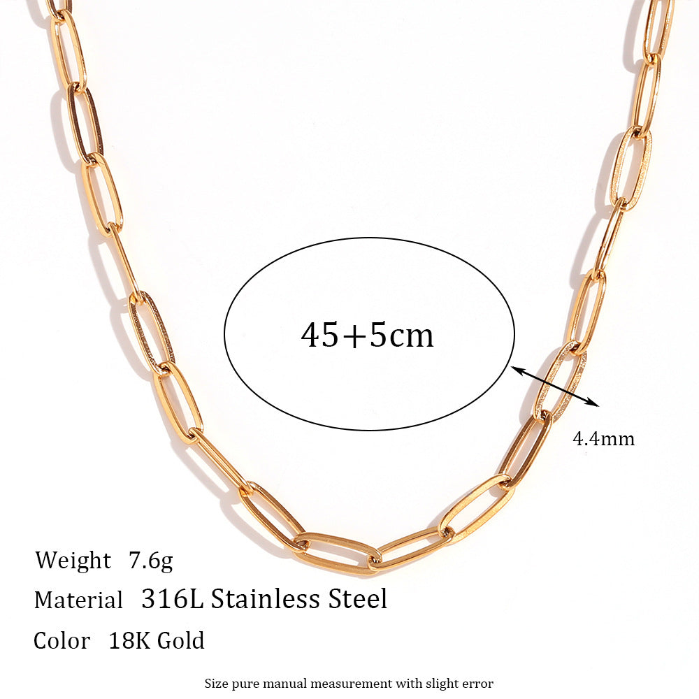 Minimalist Stripe Geometric Stainless Steel 18K Gold Plated Necklaces