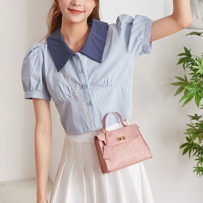 Women's All Seasons Pu Leather Cartoon Elegant Streetwear Square Flip Cover Handbag Square Bag