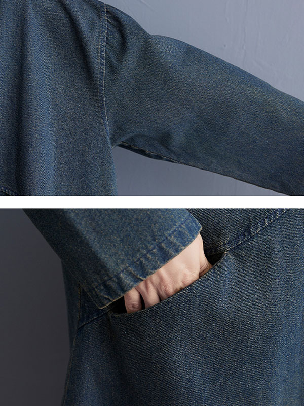 Long Sleeves Loose Split-Joint Lapel Outerwear