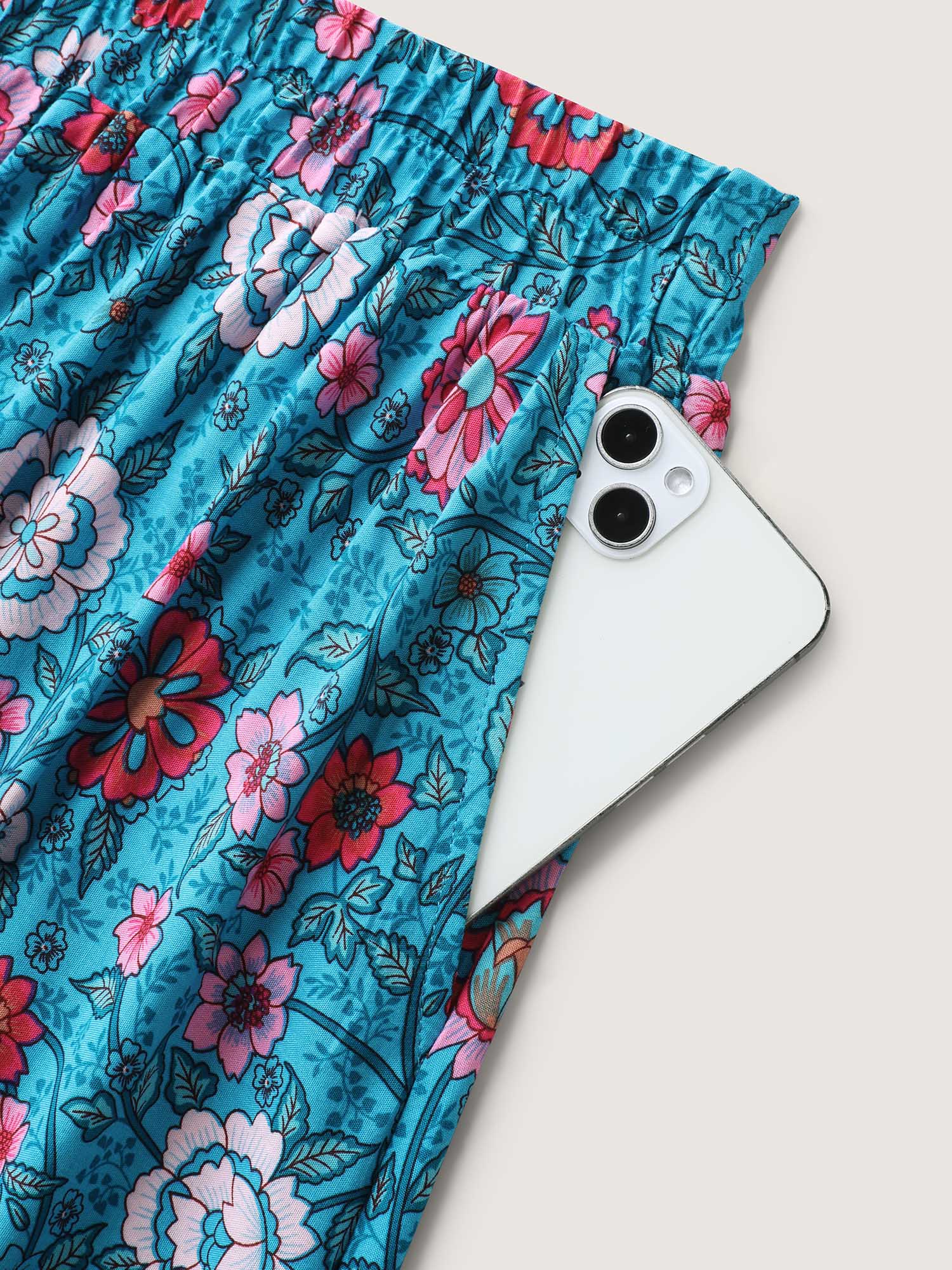 Floral Fun Wide-Waist Maxi Skirt