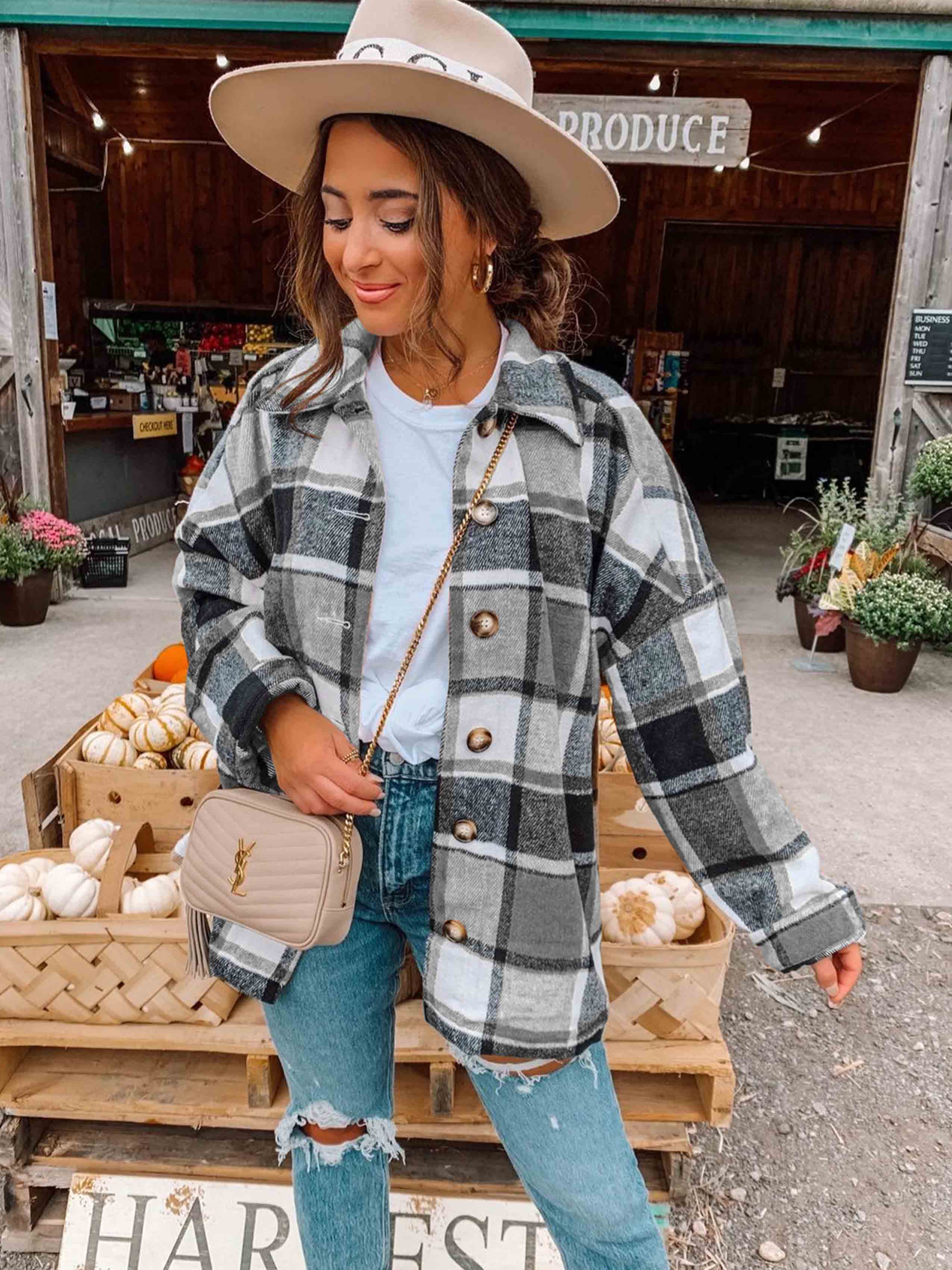 Street Fashion Style Plaid Coat