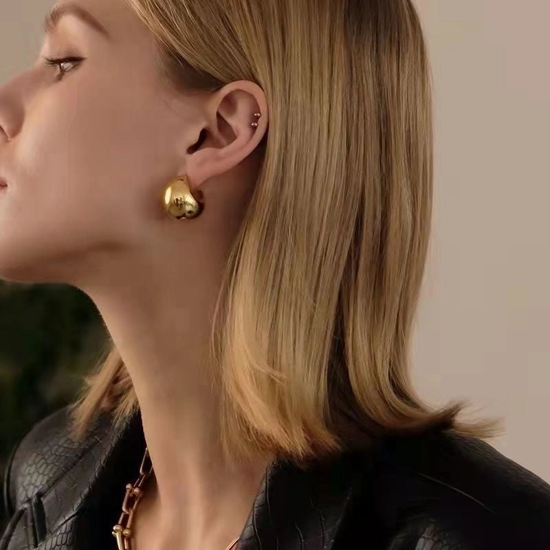 1 Pair Minimalist Solid Color Plating Stainless Steel 18k Gold Plated Ear Studs