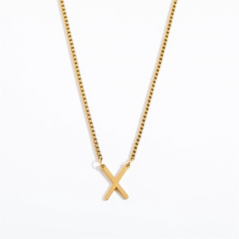 201 Stainless Steel 304 Stainless Steel Gold Plated Minimalist Letter Pendant Necklace