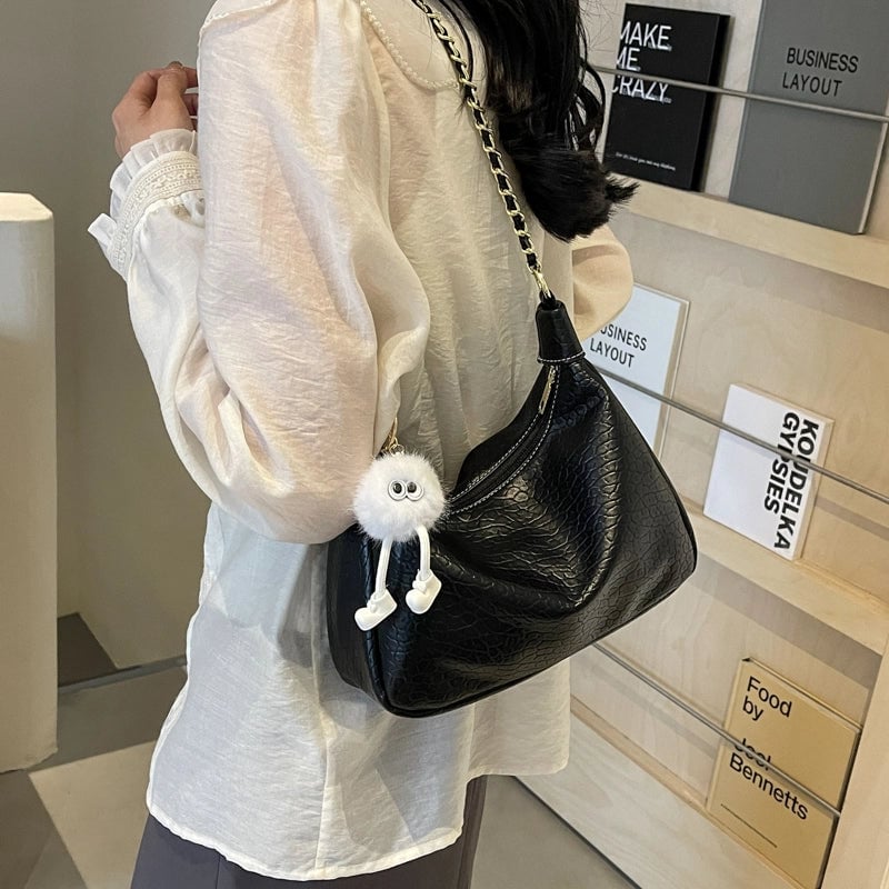 Women's Medium Pu Leather Solid Color Streetwear Zipper Crossbody Bag