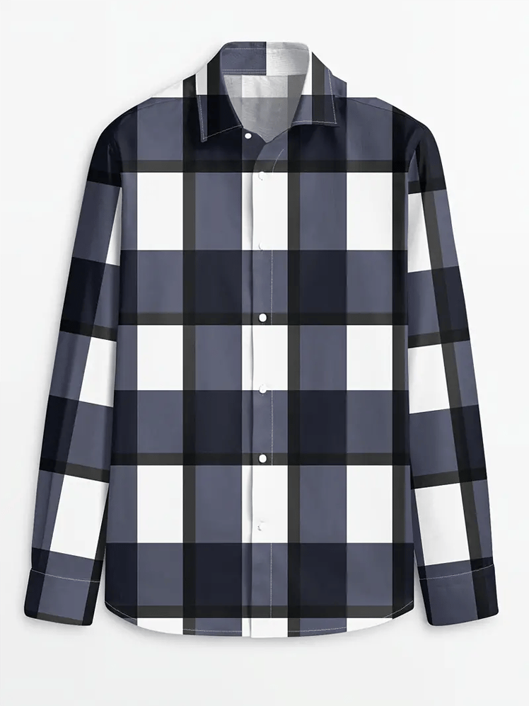 Men's Plaid Business Long Sleeve Shirt