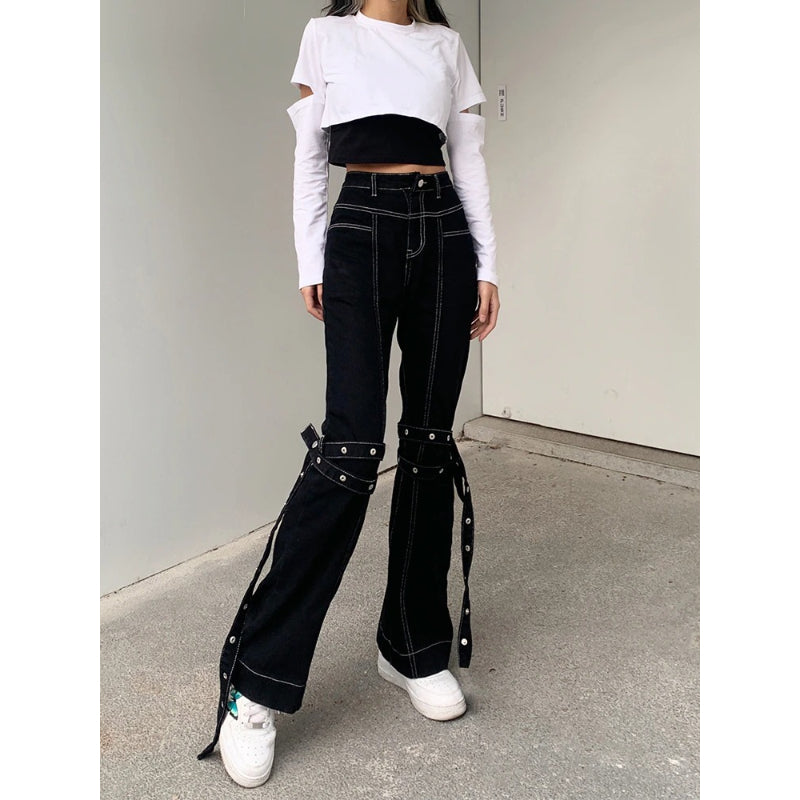Patchwork Streetwear Baggy Jeans For Women