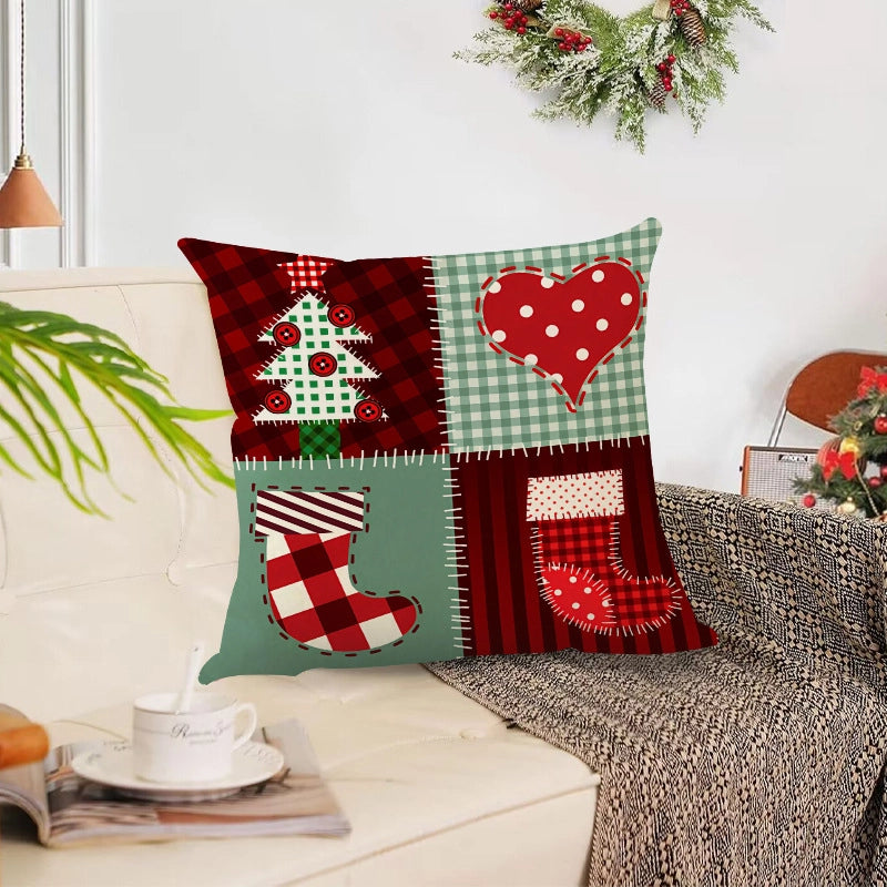 Classic Style Christmas Tree Snowflake Linen Pillow Cases Couch & Sofa Decor