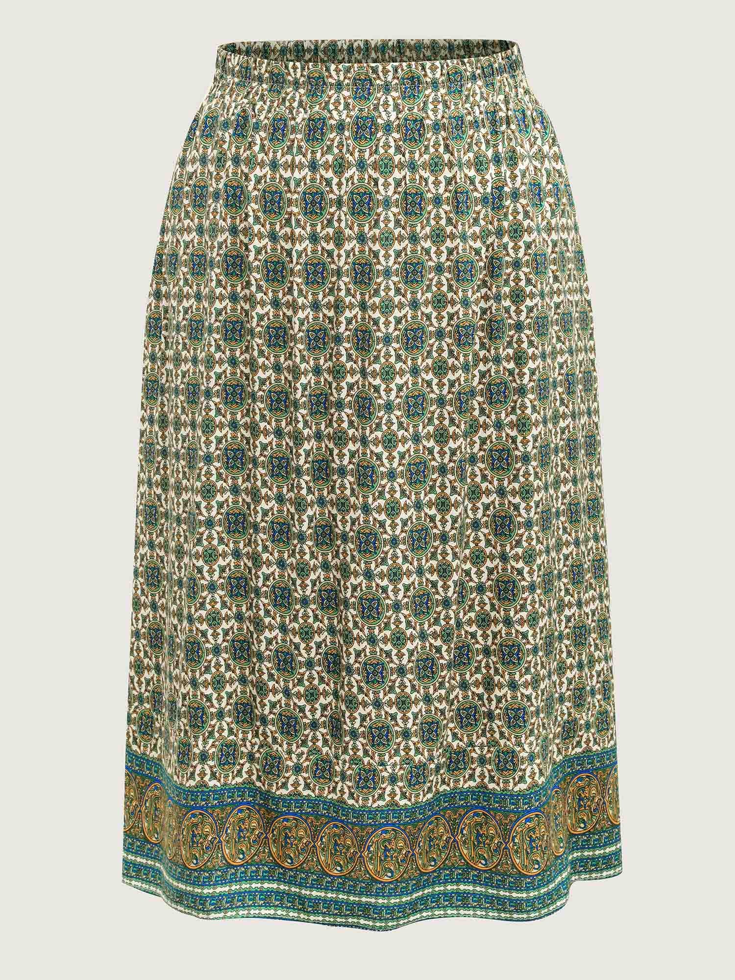 Breezy Boho Print Stretchy Maxi Skirt