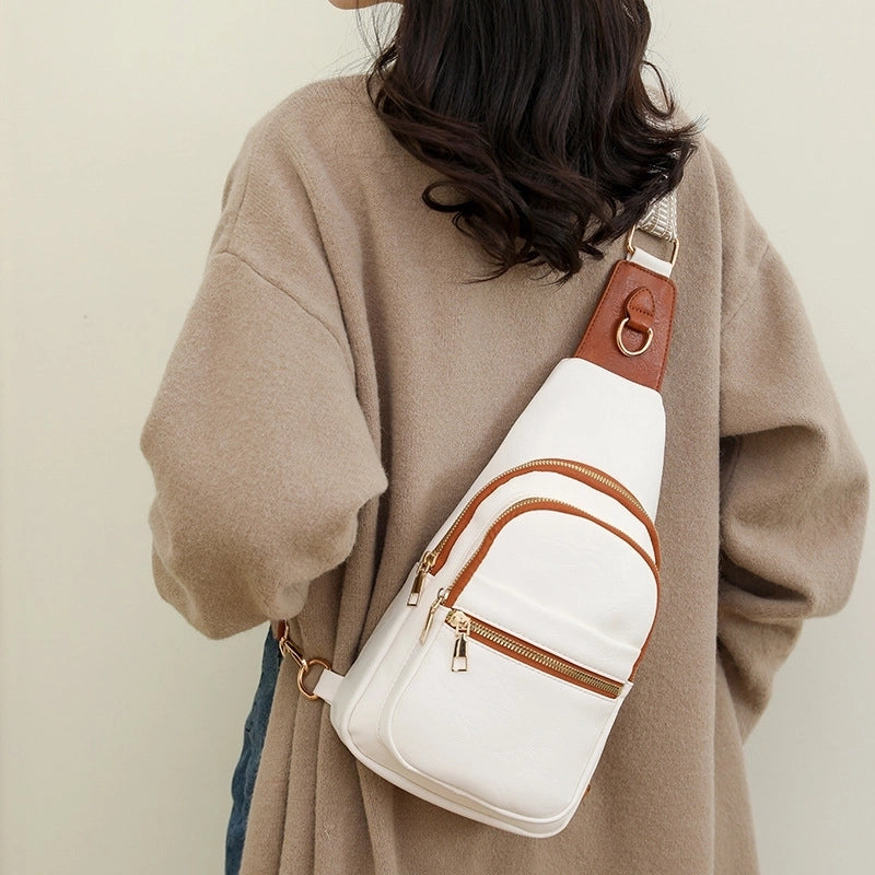 Women's Pu Leather Solid Color Vintage Style Classic Style Square Zipper Crossbody Bag Fanny Pack