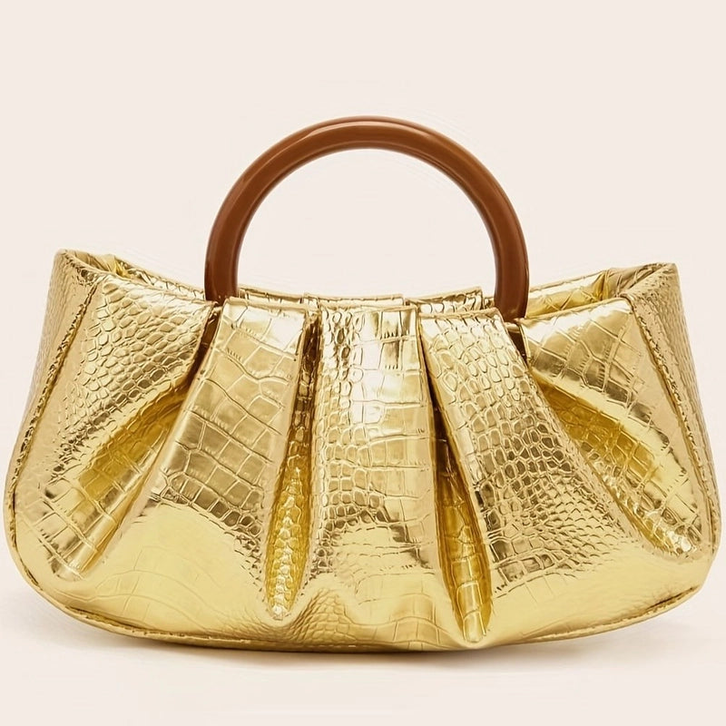 Gold Silver Green Pu Leather Solid Color Cloud Shape Evening Bags