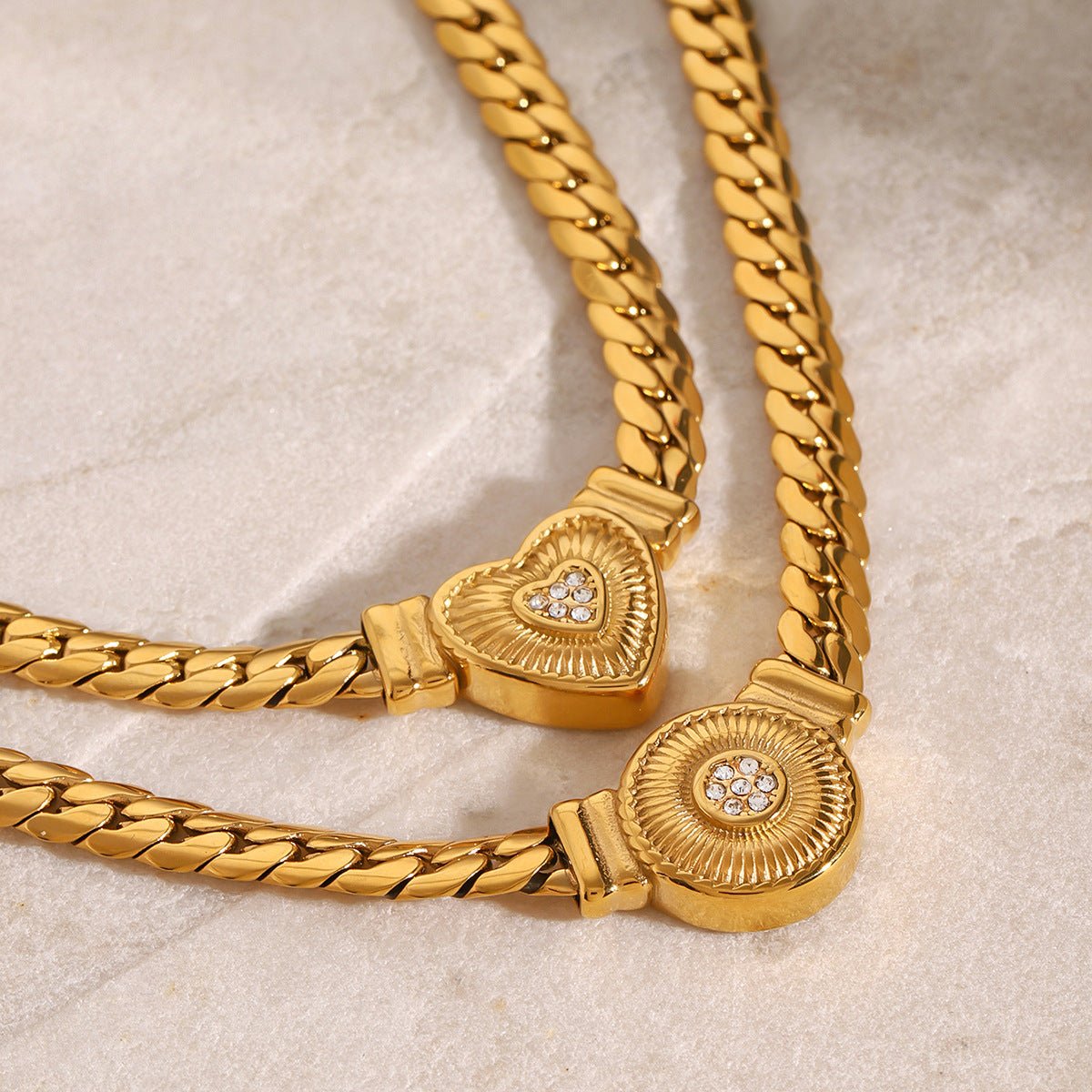 Stainless Steel Diamond Heart Necklace Niche Retro Clavicle Chain Titanium Steel Necklace
