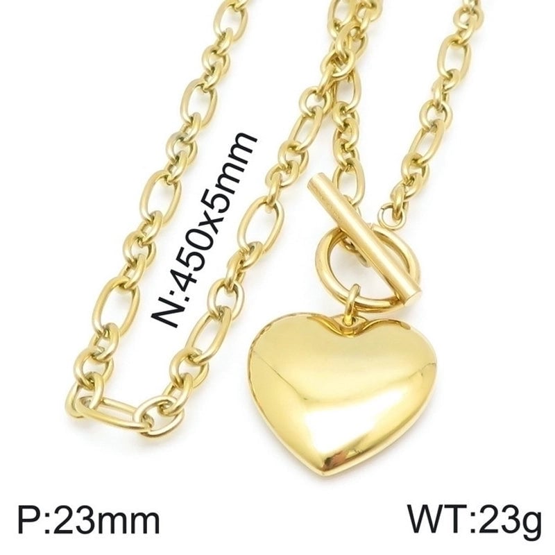 Titanium Steel 18K Gold Plated Fashion Heart