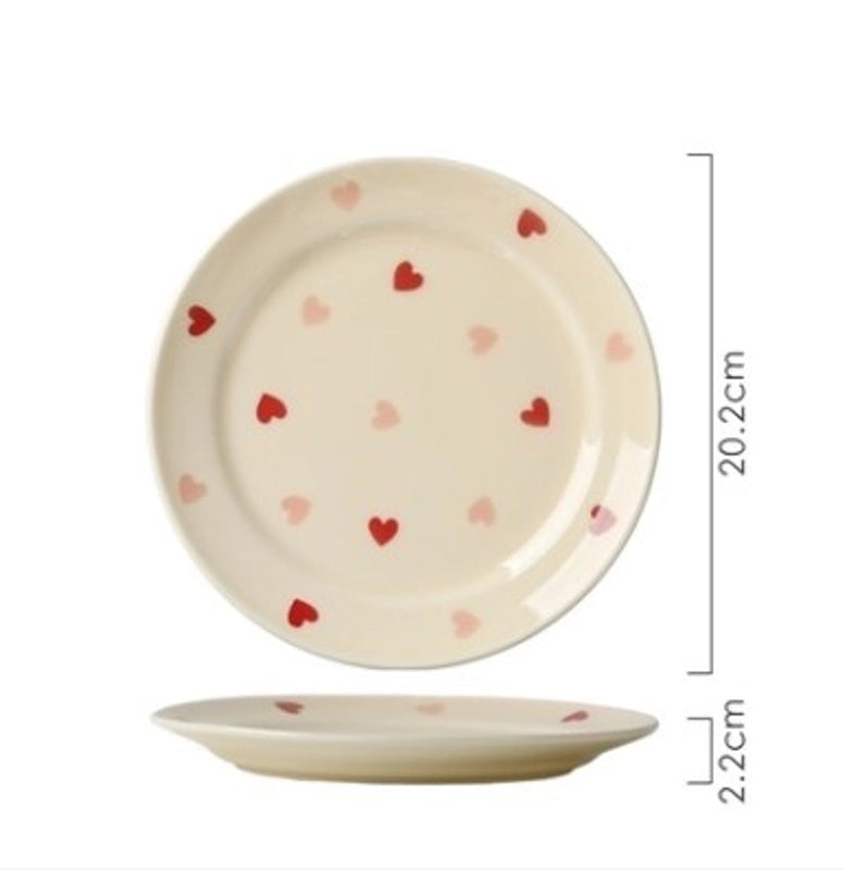 Cute Heart Ceramics Plate Tableware Mug 1 Piece