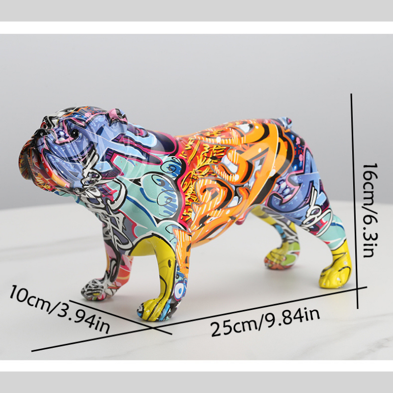 English Bulldog Graffiti Painted Statue