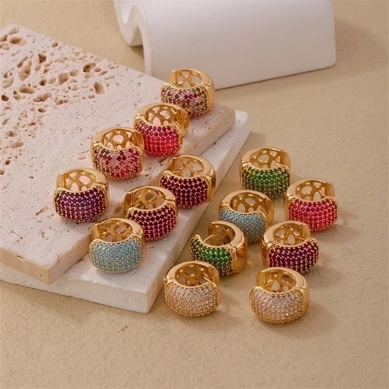 1 Piece Casual Minimalist Geometric Copper Zircon Gold Plated Silver Plated Huggie Earrings