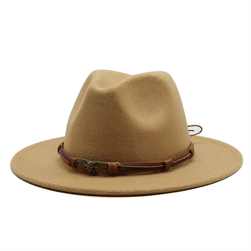 Unisex Skull Light Body Flat Eaves Fedora Hat