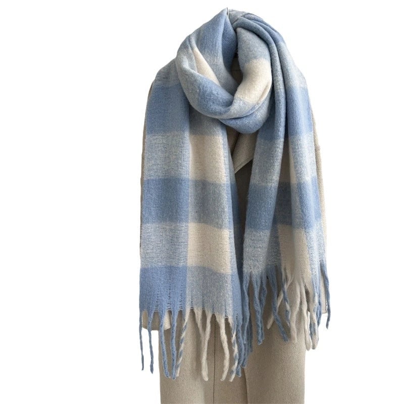 Women's Elegant Plaid Imitation Cashmere Tassel Scarf
