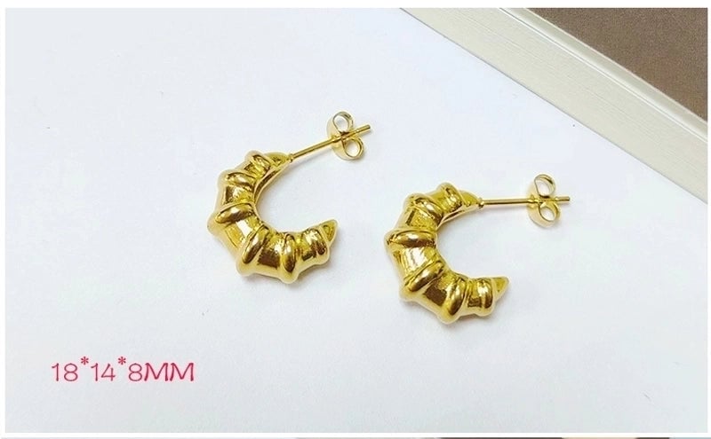 1 Pair Minimalist C Shape Plating Titanium Steel Ear Studs