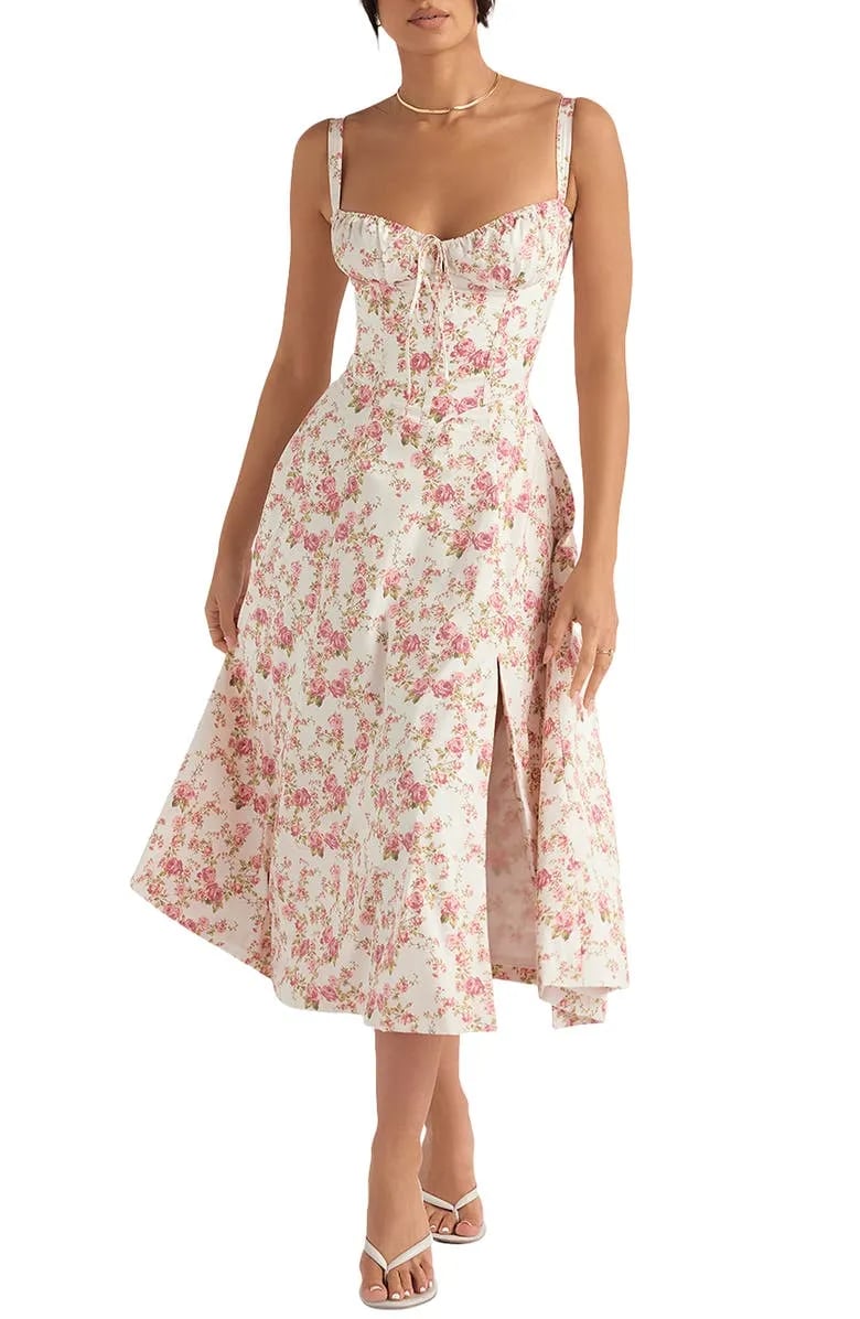 Vestido Moldeador De Cintura Con Corpiño Floral