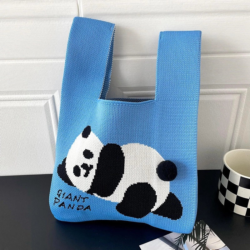 Women's Medium Knit Animal Cute Basic Open Handbag