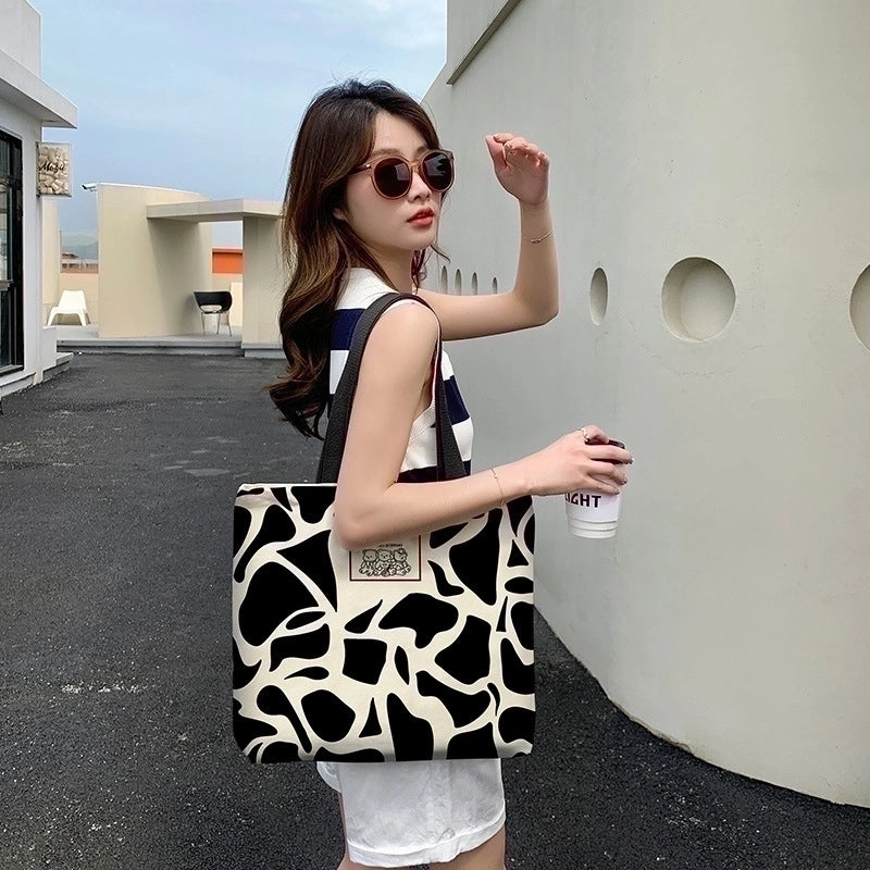 Women's Fashion Cow Pattern Canvas Shopping Bags
