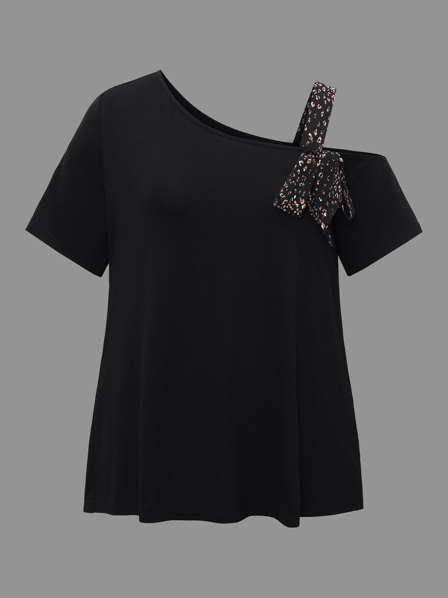 Off Shoulder Leopard Print Ties Patchwork Top