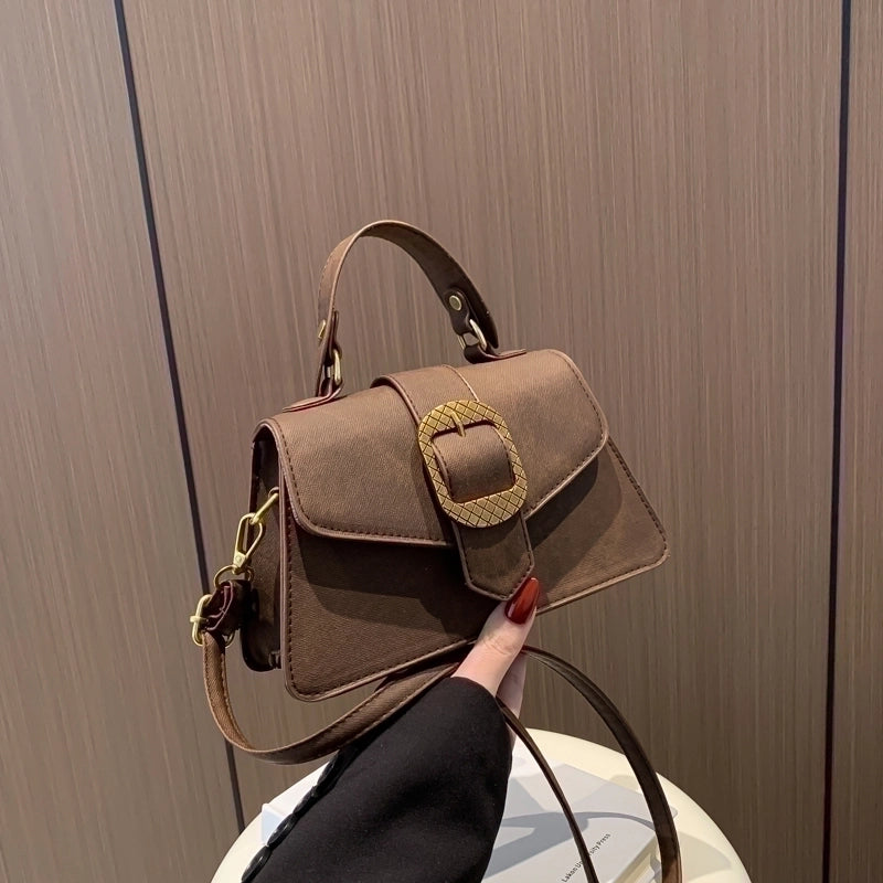 Women's Pu Leather Solid Color Vintage Style Flip Cover Handbag