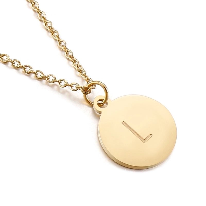Titanium Steel 18K Gold Plated Minimalist Plating Letter Necklace
